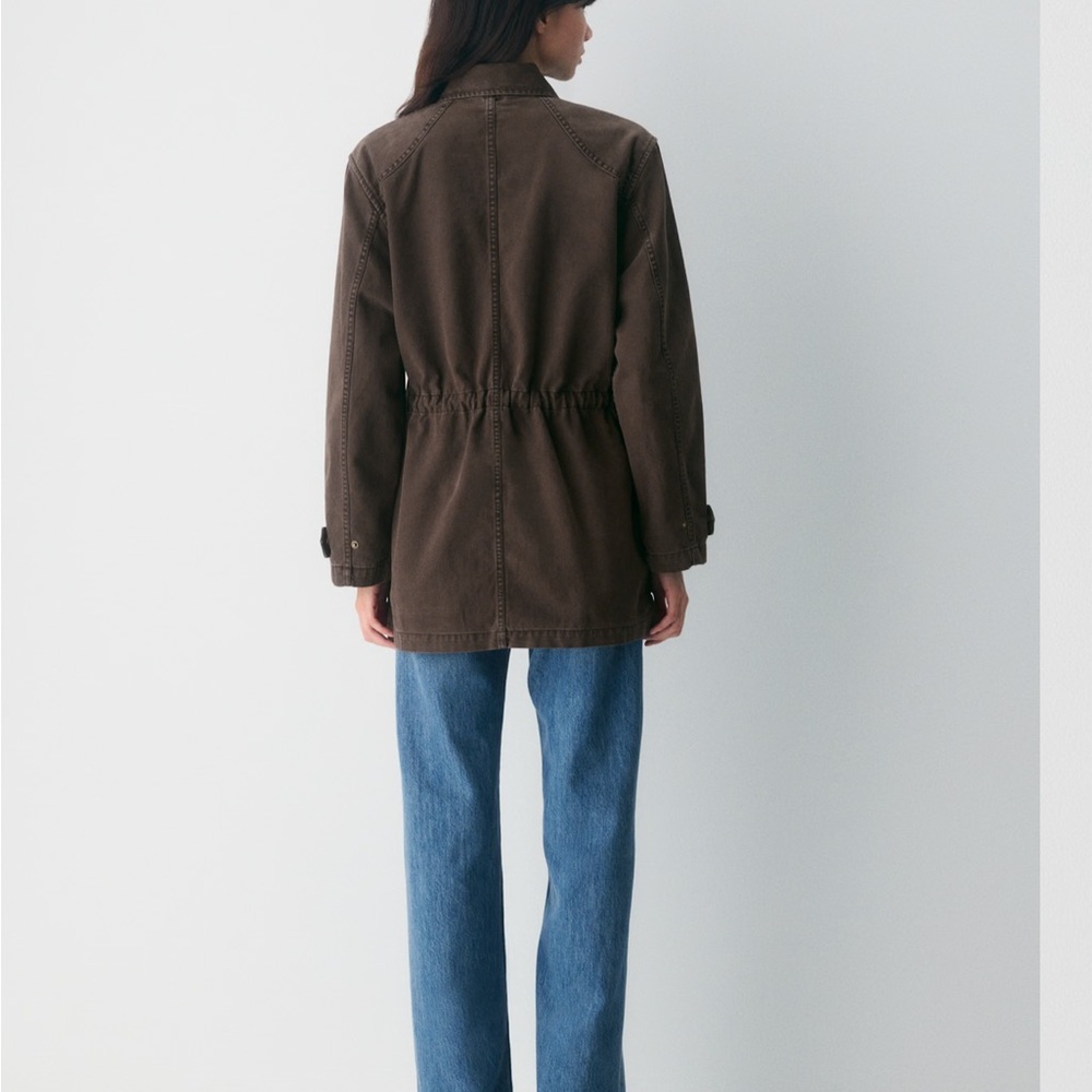 Women's Brown Utility Jacket - Casual Coat - Picture 11 of 14